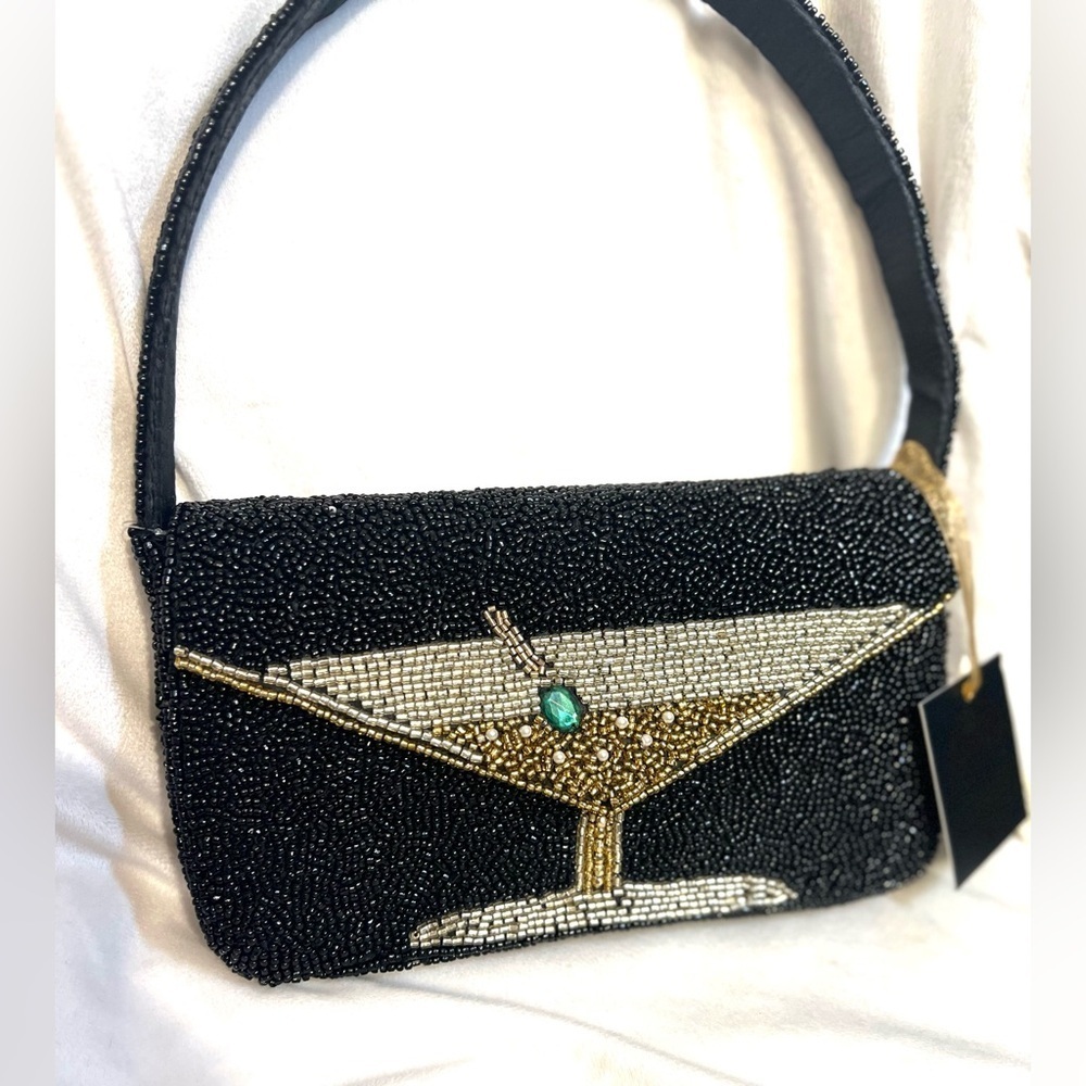 🍸🍸MADE IN INDIA STUNNING VIRAL HANDCRAFTED BEADED MARTINI BAG🍸🍸NWT - Picture 11 of 14